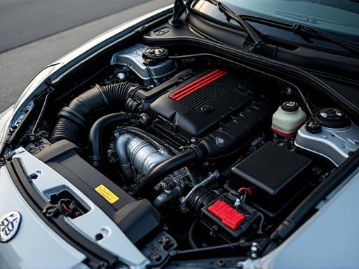 Detailed car engine bay
