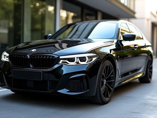 Glossy black sedan after detailing