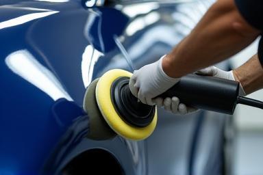 Car panel being polished